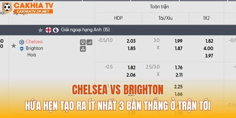 Chelsea vs Brighton hứa hẹn tạo ra ít nhất 3 bàn thắng ở trận tới