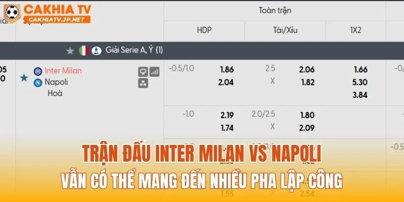 Trận đấu Inter Milan vs Napoli vẫn có thể mang đến nhiều pha lập công